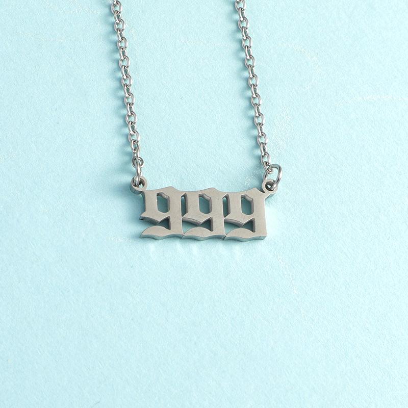 European and American personality number 111-999 stainless steel pendant necklace stainless steel vintage necklace