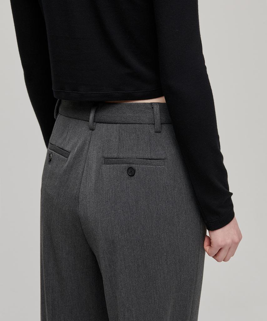 MUSINSA STANDARD WOMAN Women'S Heavyweight Fleece-Lined Straight Hidden Elastic Waist Slacks [Medium Gray]