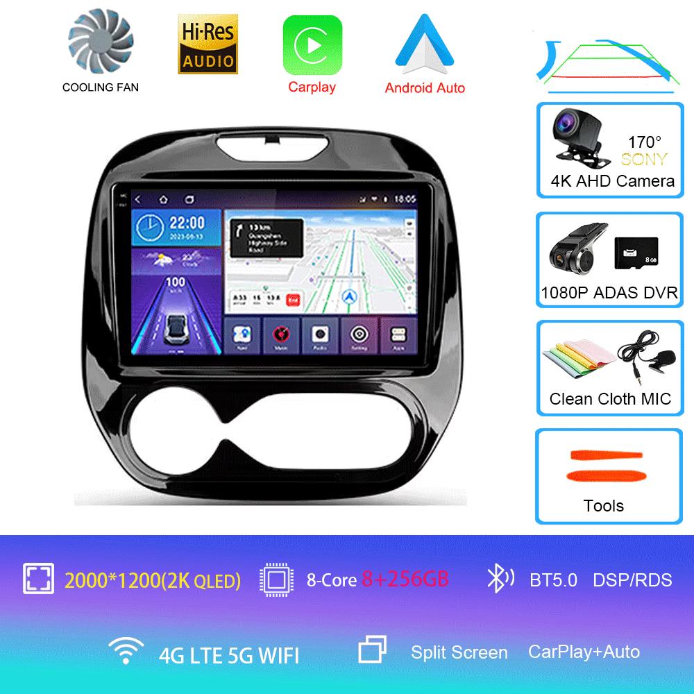 Car Radio Android 14 Carplay For Renault Kaptur Captur 2016 - 2019 Navigation GPS Multimedia Player WiFi+4G Stereo Video Auto BT