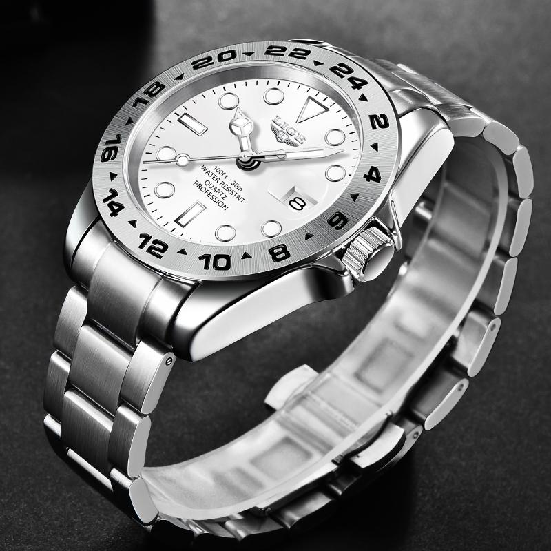 LIGE watches for men TOP Stainless Steel Luxury Business quartz wristwatch Waterproof Date Clock men sports watches reloj hommes