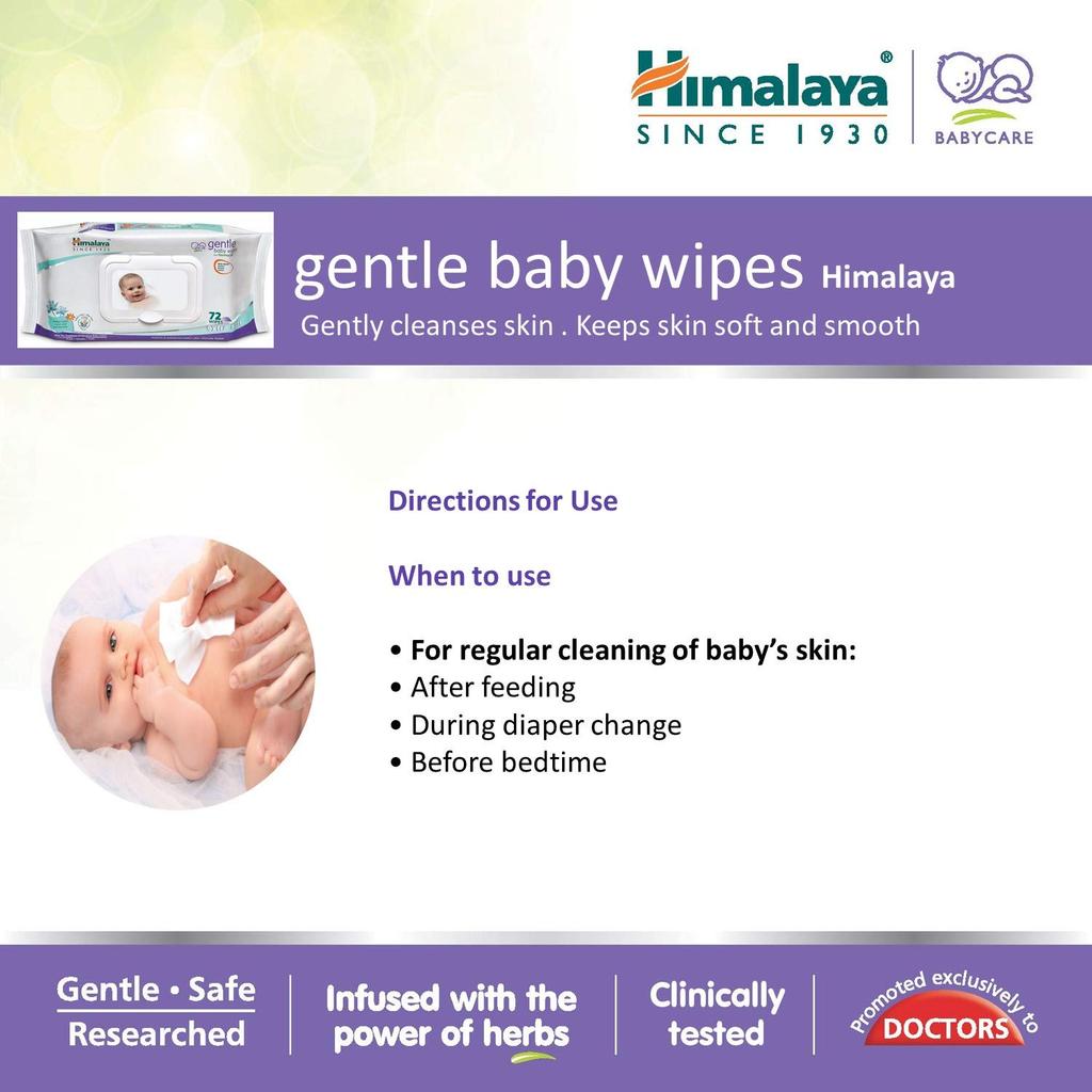 Himalaya Gentle Baby Wipes 12 Sheets Soft Moisturizing Baby Skin Cleansing Sensitive Care