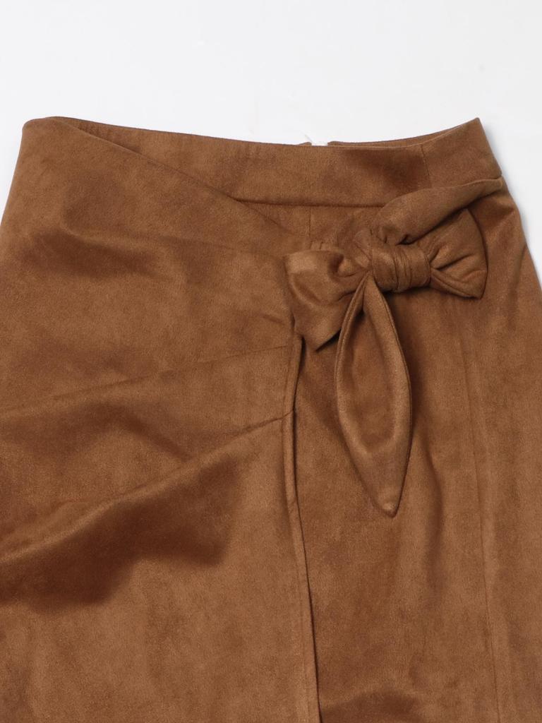 Women's Elegant Lace-up Knot Suede Skirt for Spring & Autumn