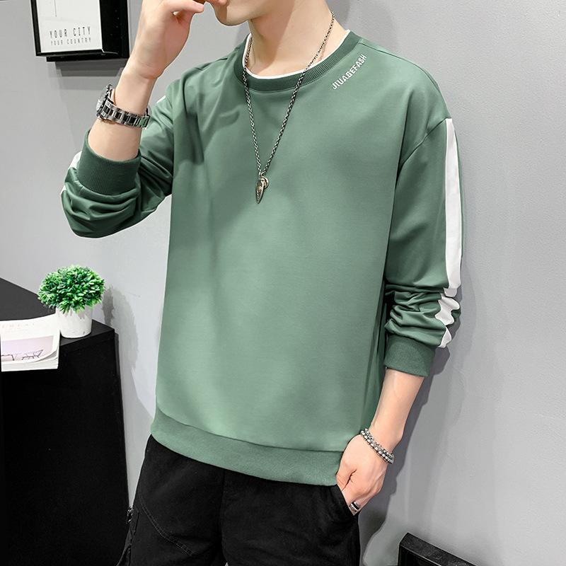 

Men s Sweatshirt Spring New Youth Hong Kong Style Casual Loose Round Neck Long Sleeve Versatile T-shirt Bottoming Shirt 4XL