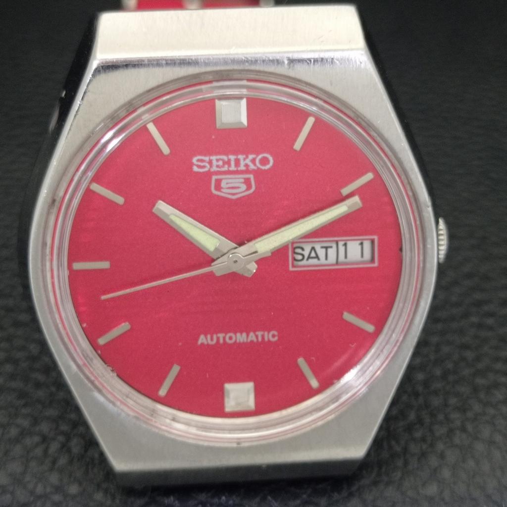JAPAN VINTAGE SEIKO 5 AUTOMATIC 6309A MENS RED COLOR DIAL WATCH a701438-5 R206b-a701438