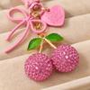 Sparkly Fruit Cherry Keychain Pearl Bow Charm Fruit Bag Pendant Car Key Ring  Purse Decoration