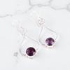 Amethyst Gemstone 925 Sterling Silver Jewelry Handmade Women Hook Earrings2.06" EE-98-5