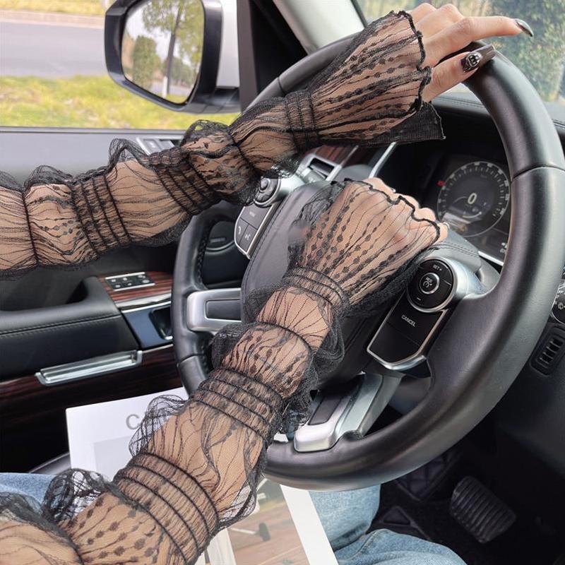 Elastic Lace Sun Protection Sleeves Summer Women Fingerless Gloves Sexy Sweet Sun Protection Arm Sleeve Sunscreen Accessories