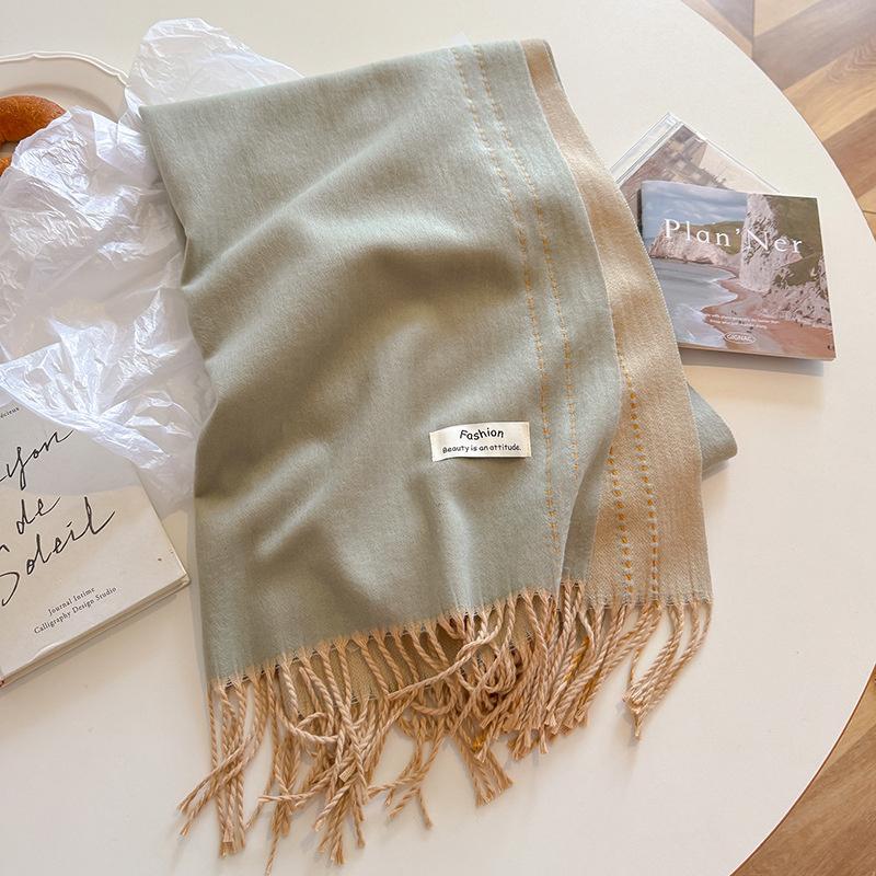 Nuova sciarpa calda in cashmere Winer per donna, moda, spessa, in tinta unita, in pashmina, scialle, foulard, donna