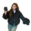 Cotton jacket women's short 2025 winter new Korean version of loose down padded jacket fresh and sweet student floral bread clothes trendy