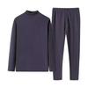 Men's Stylish Warm Turtleneck Velvet Long Sleeve Top And Pants Suit
