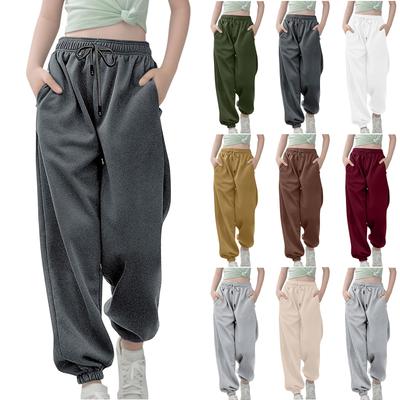 Children's Fashion Solid Color Sports Loose And Versatile Men's And Women's Middle And Large Children's Casual Drawstring Elastic Waist Strap Pants