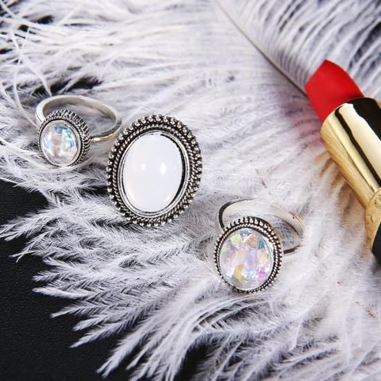 Juego de anillos de dedo apilables creativos, piedras preciosas artificiales, regalo de joyería para mujer