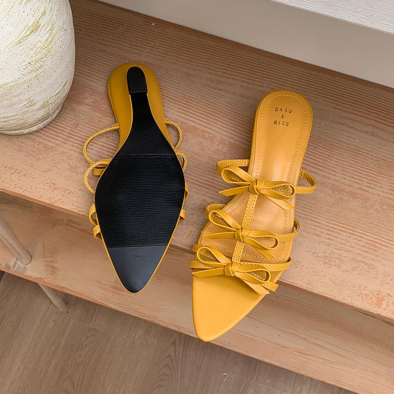 Fashion Spring Summer Ladies Low Heel Wedges Slippers Slides Shoes Fashion Butterfly-Knot Women Wedges Slippers Shoes Female Sandals