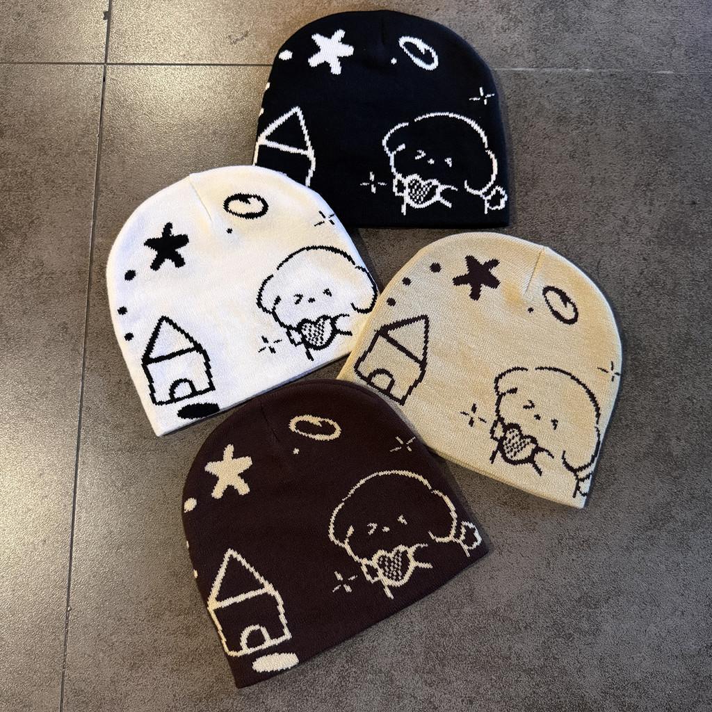 Cartoon Girls Boys Dog Knit Hat With Warmth And Casual Style For Fall And Winter