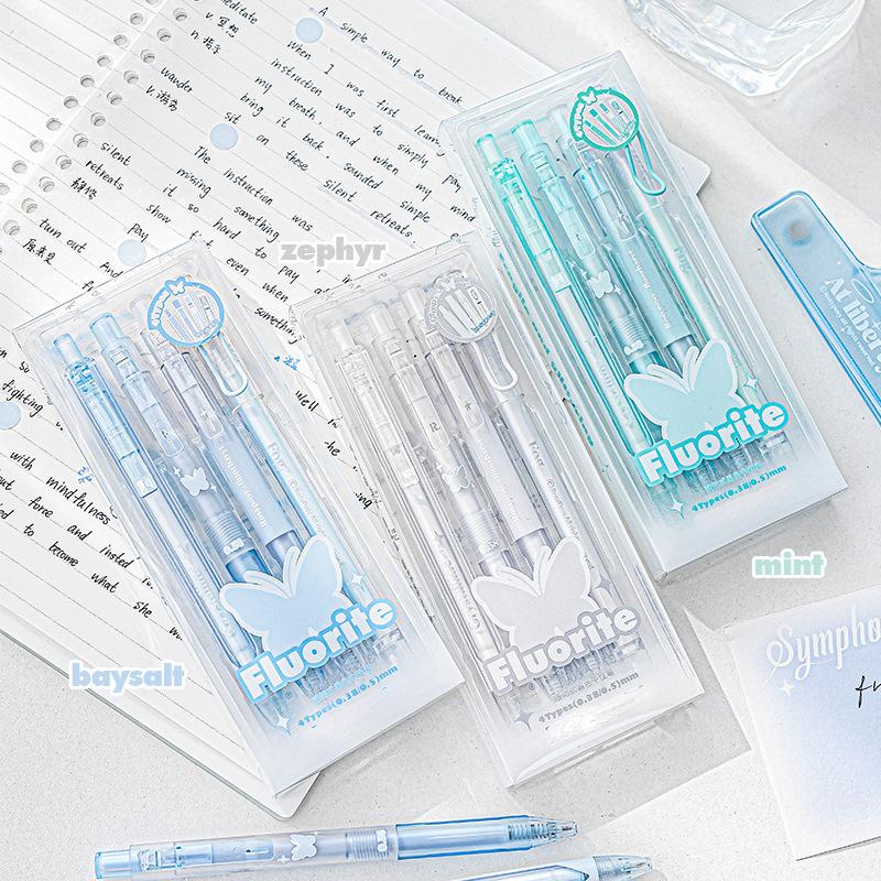 4pcs/box Fashion Gel Pen Creative Simplicity Butterfly Style Stationery Pen 0.38/0.5mm Black Ink Scrapbook Pen Student Supplies