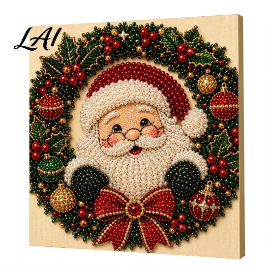 Progetti Artistici per Alleviare lo Stress Kit Perle Finte di Natale Pittura Capanna Innevata di Babbo Natale Kit Artigianale 3D Scintillante con Perline Fai da Te per Adulti Parete per le Festività Invernali di Casa