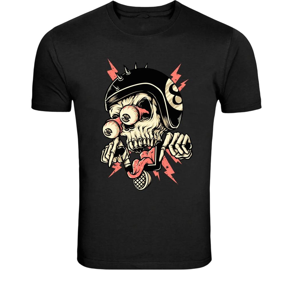 Punk Skull Singer T-Shirt - Rocker Skeleton Microphone Graphic Tee