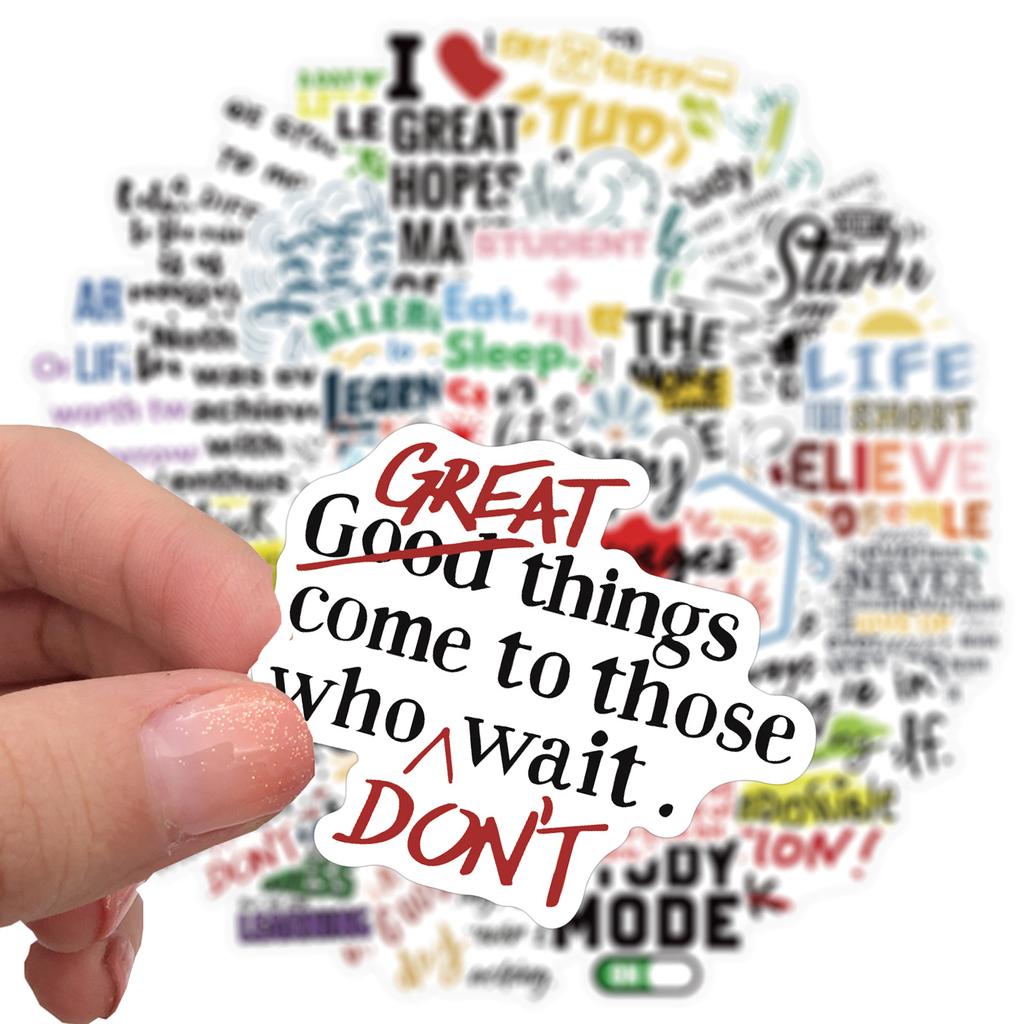 50 Inspirational English Slogans Graffiti Stickers Decorate Suitcases Without Leaving Glue and Waterproof
