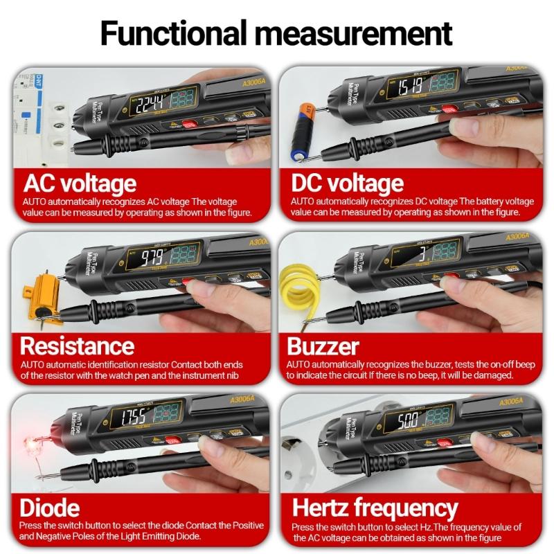 Pen Type Digital Multimeter Voltages Tester Meter LCD Display Voltages Resistance Diode Continuity 600V Voltmeter