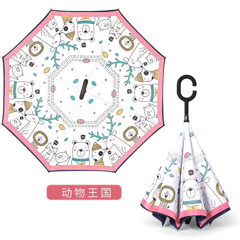 Children's umbrella Reverse umbrella Double-layer weather and rain umbrella Male and female hands-free primary school students cartoon