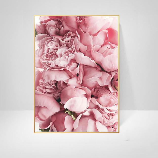 Pink Peony Flowers Paintings Posters Nordic Home Decor Oil Painting Posters And Prints Living Room Home Decor Canvas Wall Art