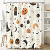 Dekoracje Halloween Zestaw Zasłony Prysznicowej ze Wzorem Dyni i Ducha do Łazienki Pomarańczowy Czarny Biały Halloween Nietoperz Czarownice Ha