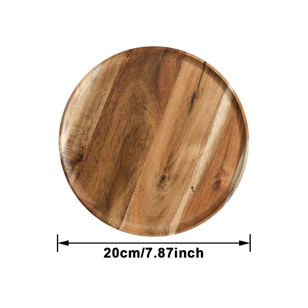 Natural Wooden Tray Round Serving Dinner Plates Sushi Dish For Food Fruit Dessert Bread Snack Platter Container Wood Tableware