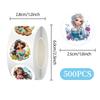 500pcs/Roll Disney Anime Princess Stickers Cute Ariel Snow White Seal Label Decals Reward Sticker Toy DIY Laptop Decoration Gift
