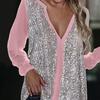 Lady Shirt Plus Size Casual V-Neck Soft Fashion Texture Polyester Pullover Women Blouse