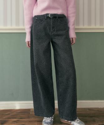 HAINT [Fleece-Lined Bonded] Leo Balloon Denim Pants_Black