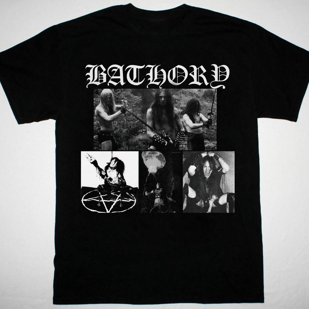 Коллаж постеров группы Bathory Черная футболка Унисекс Хлопок Все размеры X006 Унисекс Футболка L