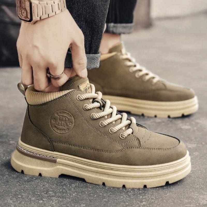 2026 Spring Autumn Men's Boots High Top British Style Casual Men's Shoes Outdoor Non-slip Wear-resistant Short Boot Botas Hombre