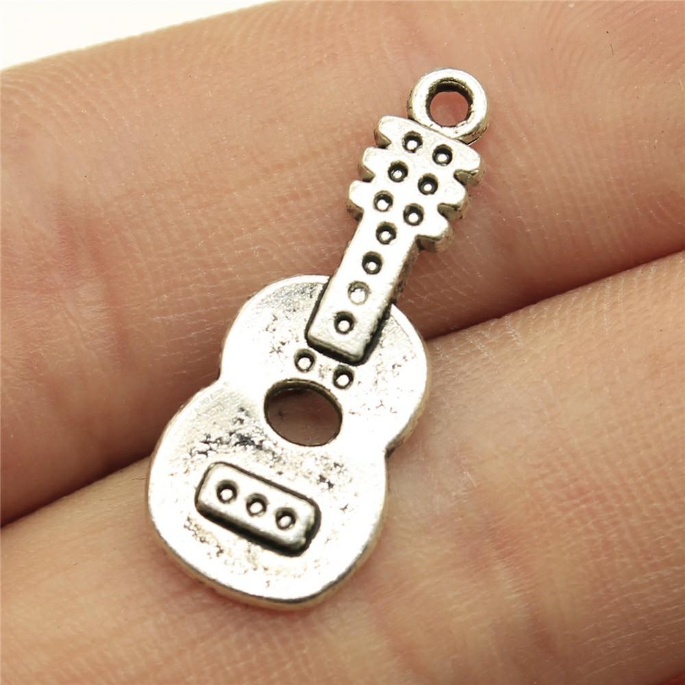 10pcs Musical Instrument Charms Antique Silver Color Guitar Microphone Violin French Horn Charms For Jewelry Making