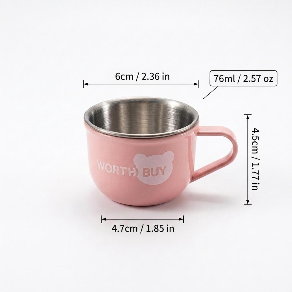 Kawaii Cute 304 Stainless Steel Coffee Mug Kids Milk Cup Anti-scald Plastic Tea Water Cups Portable Unbreakable Home Drinkware