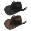 Vestlig Cowboyhatt for Menn Kvinner Filt Bredbremmet Cowgirlhatt med Sølvperler Rull opp Fedora-hatt for Wild West Kostymefest Halloween Cosplay