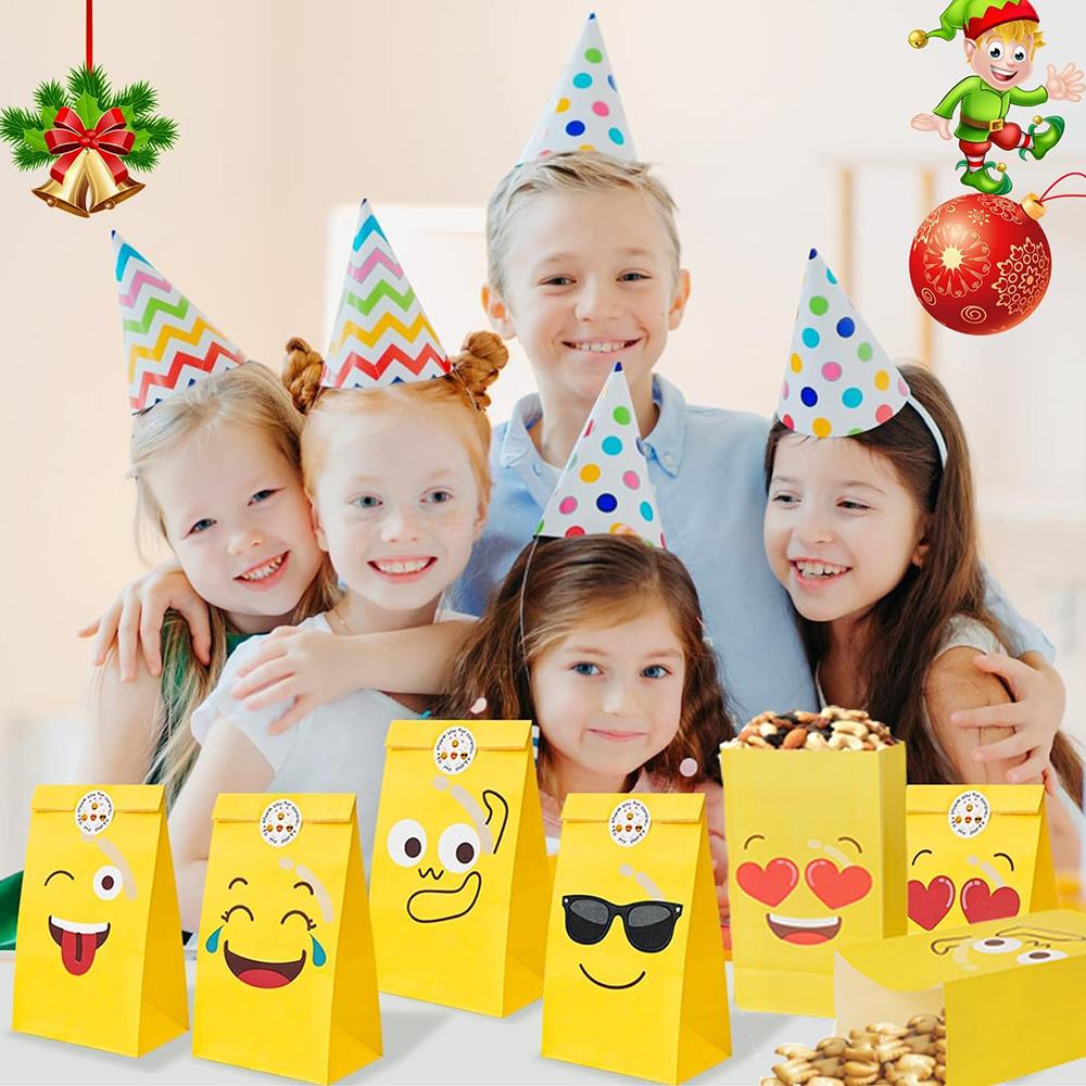 24 ks Barevných dárkových papírových tašek s 24 ks samolepek pro balení dárků a rozdávání