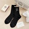 White Bow-knit Socks - Mid-calf Length Socks, Summer and Spring Lightweight Breathable Ballet-style Pure Cotton Layered Socks