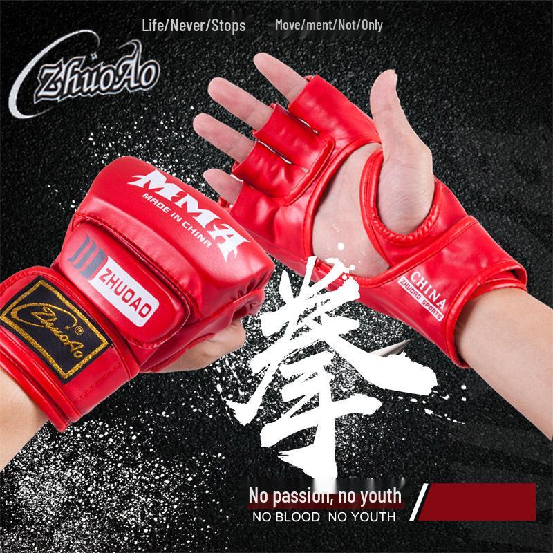 MMA & Sanda Fingerless Boxing Gloves for Adults & Kids - Half-Finger Design