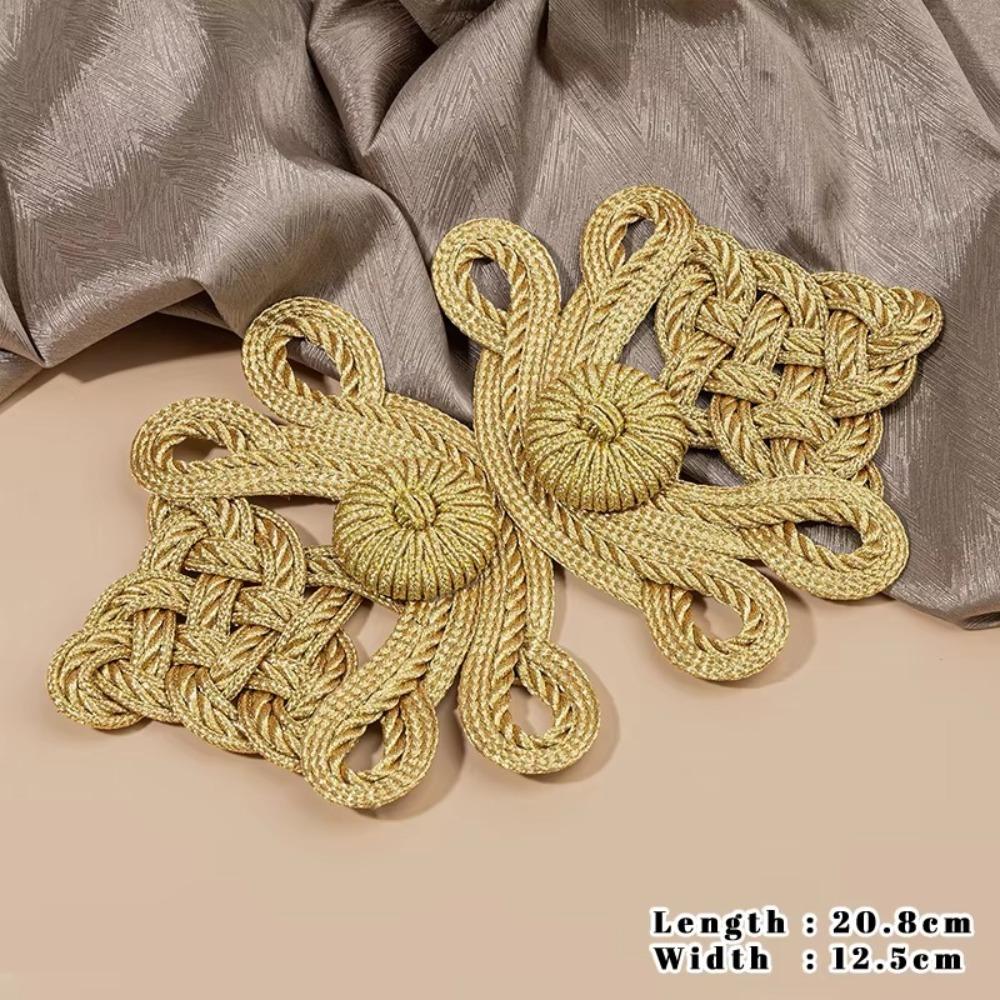 Handmade Chinese Knot Buttons Golden Cheongsam Buttons Traditional Gold Lace Trim Clasps  DIY Craft