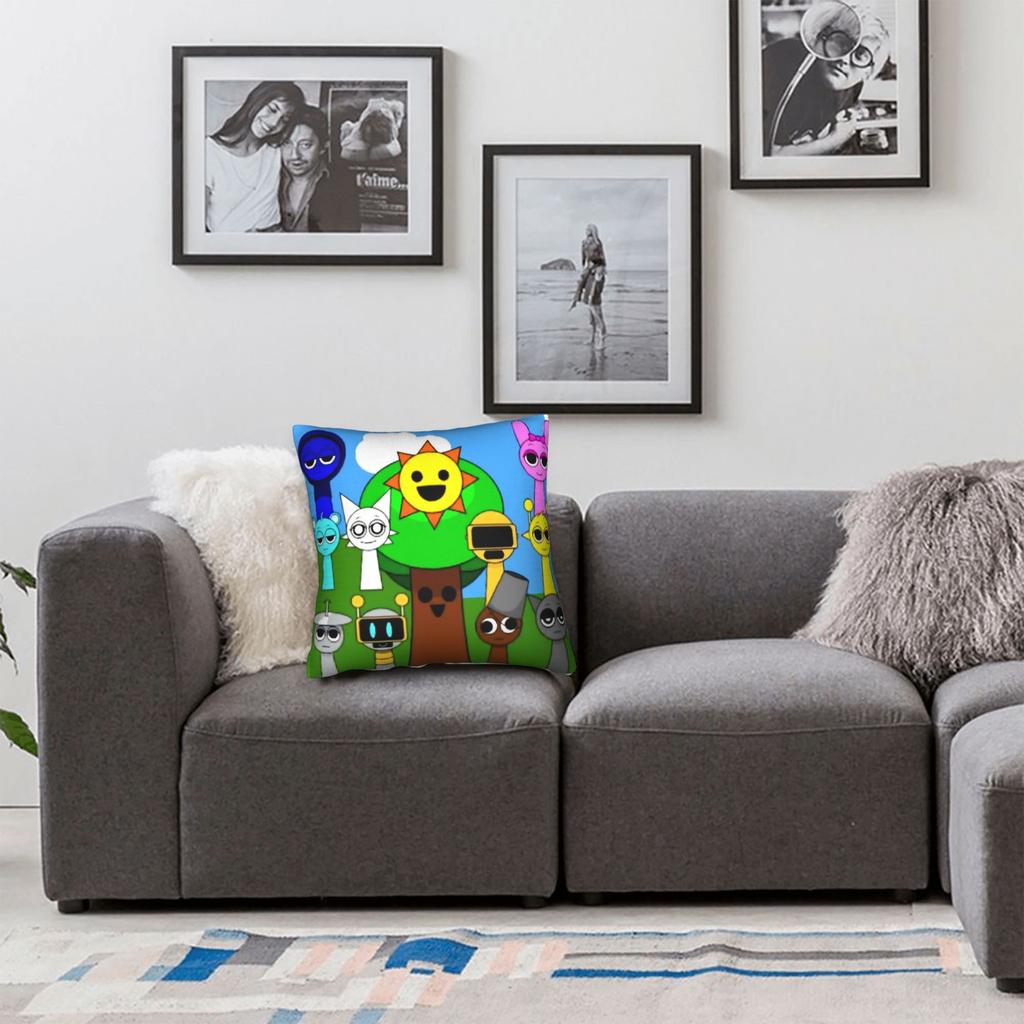Sprunki Game Square Pillow Cases Cartoon Cushion Cover Fashion Polyester Decor Pillowcover for Car 45x45cm