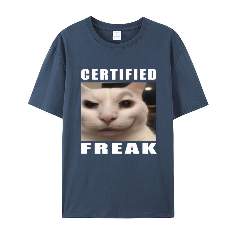 Funny Cat Print Men's T-Shirt Summer Vintage Kawaii Men's Women's Surfing Beach T-Shirt Unisex Breathable Casual Top