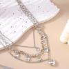 New Silver Color Love Heart Pendant Necklace Multilayer Choker Necklaces Chain for Women Metal Punk Jewelry Gifts