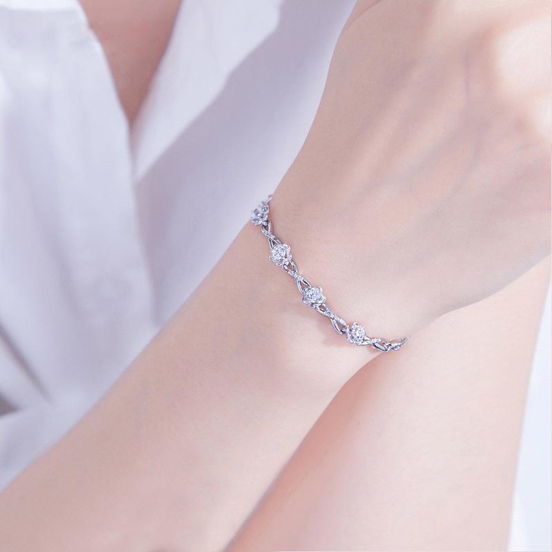 Vintage Silver Plated Bracelet for Women with Blooming Plum Blossom Design Elegant Hand Jewelry