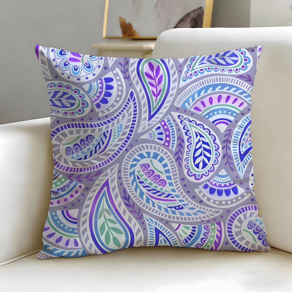 Paisley Pattern Cushion Cover Soft EasyWash Pillow Case Versatile for Couch Bed Travel and Office