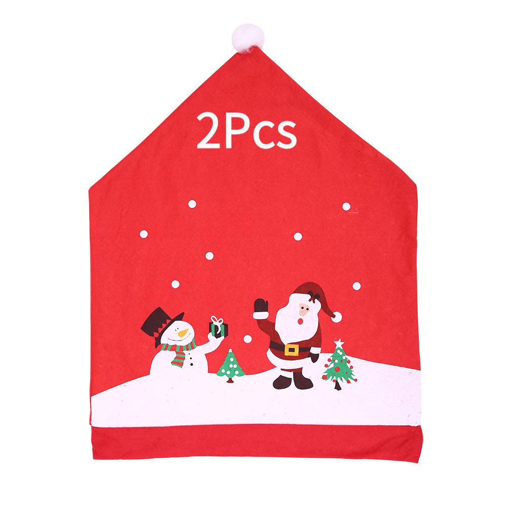 

New Christmas Non-Woven Fabric Chair Cover Cartoon Old Man Snowman Stool Cover Christmas Big Hat красный