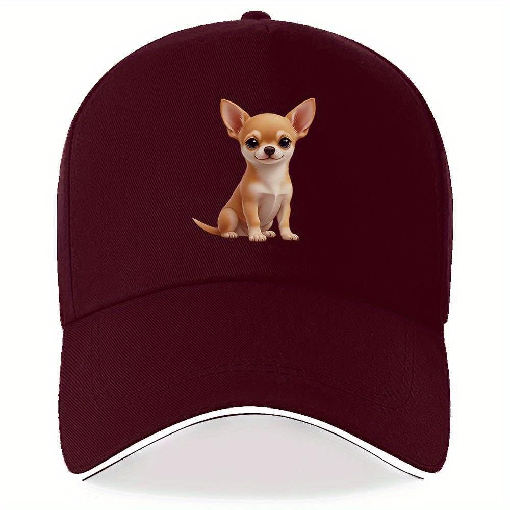 

Cute Chihuahua Puppy Print Baseball Cap Polyester Adjustable Summer Dog Lover Gift Running Gym Headwear One Size