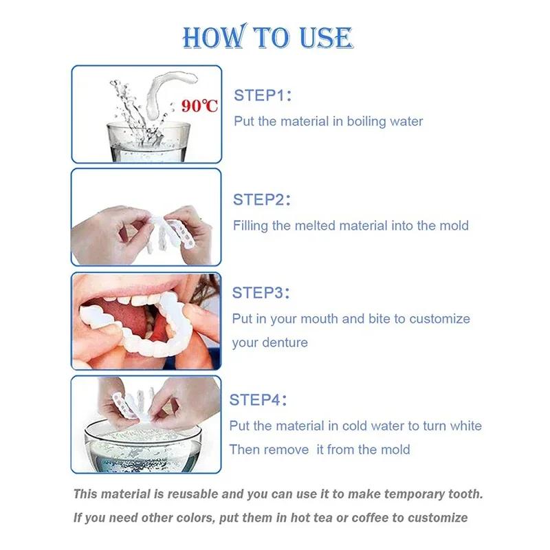 Silicone Denture Set Temporary Fake Teeth Orthodontic Braces Oral Care Whitening Simulation Dentures for Hygiene