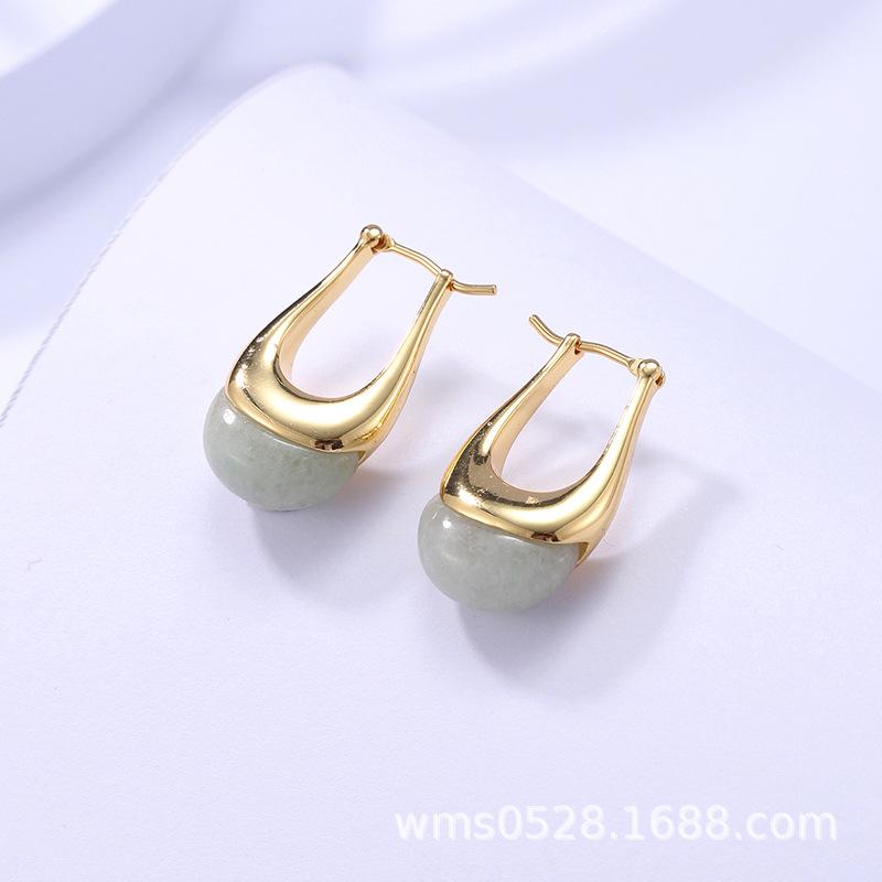Earrings Copper-plated Real Gold Fashionable Atmosphere Retro High-end Women's Stud Earrings, Earrings