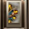 Modern Beautigul Gold Dark Green Feathers Luxury Art Canvas Painting Poster and Print Living Room Corridor Decoration Picture