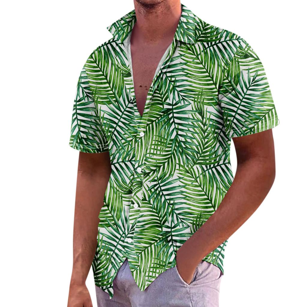 Herren Sommer Neue Lose Print Kurzarm Hemd Strickjacke Strand Hemd